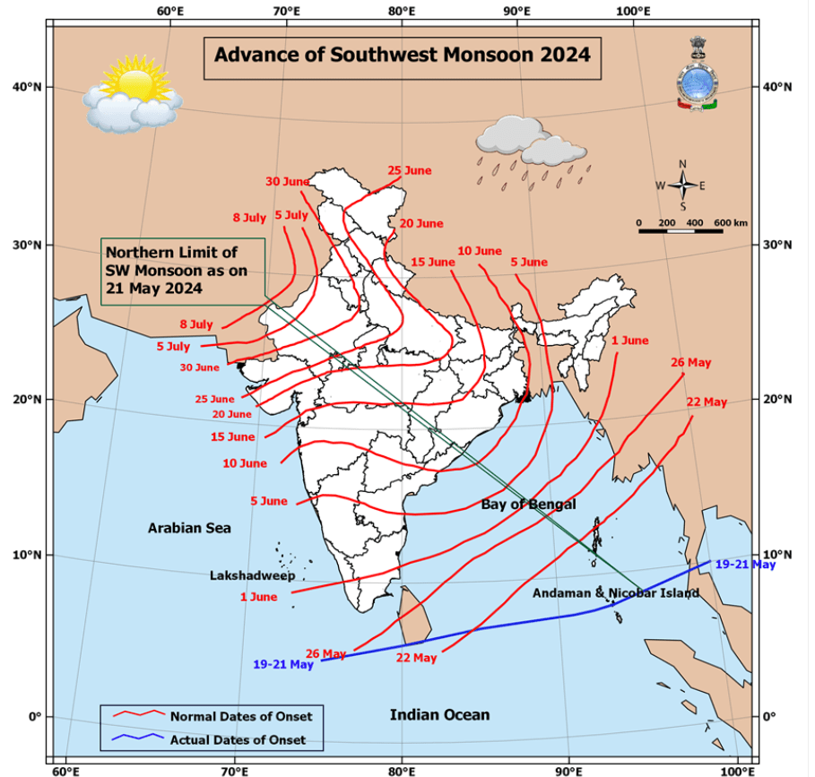Advancement of Southwest Monsoon 2024