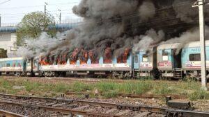 Taj Express train catches fire