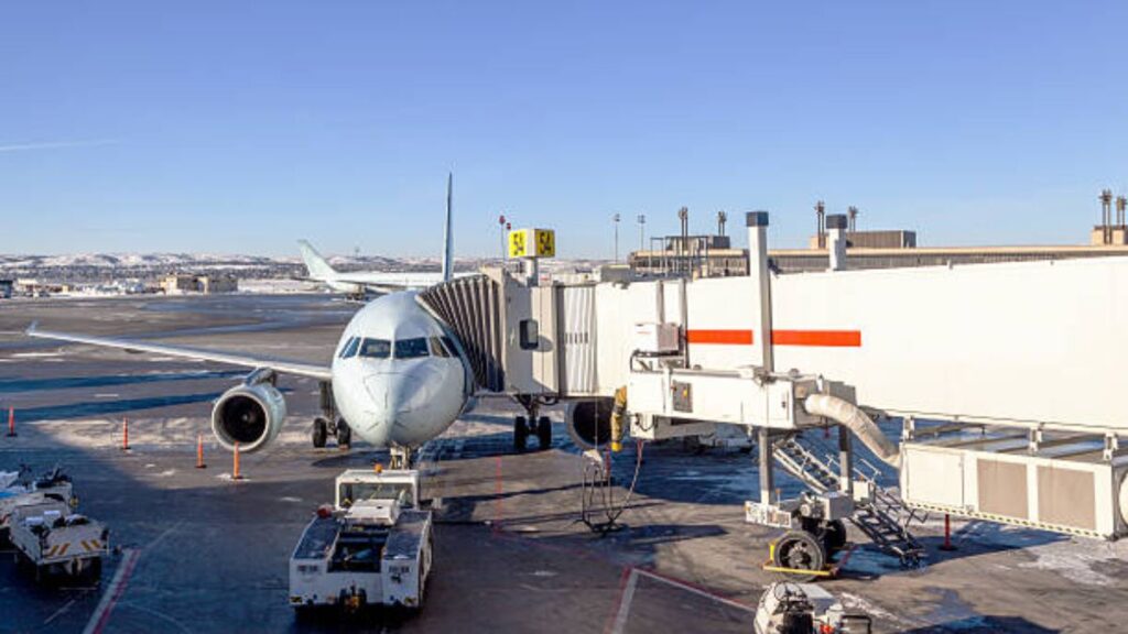 An Aerobridge Connected to an Aircraft