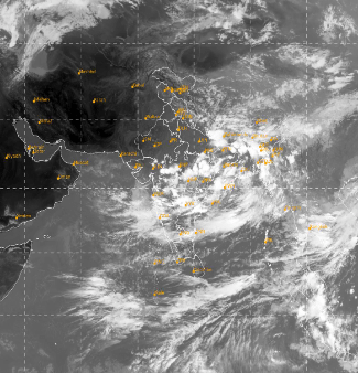 Satellite Image Showing Cloud Cover over Indian Subcontinent